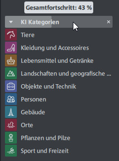 Statusanzeige der Einsortierung
