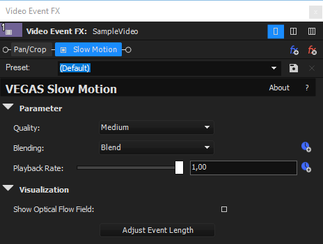 Slow Motion FX Dialog