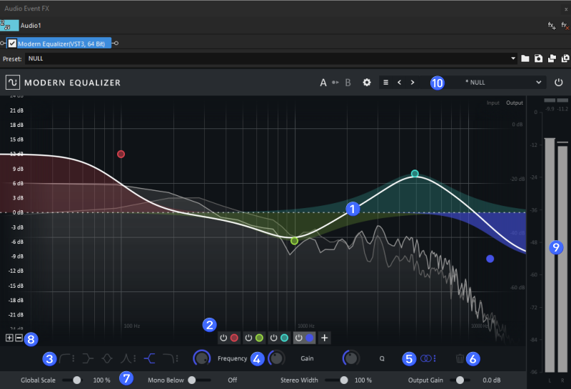 Modern Equalizer interface with callouts