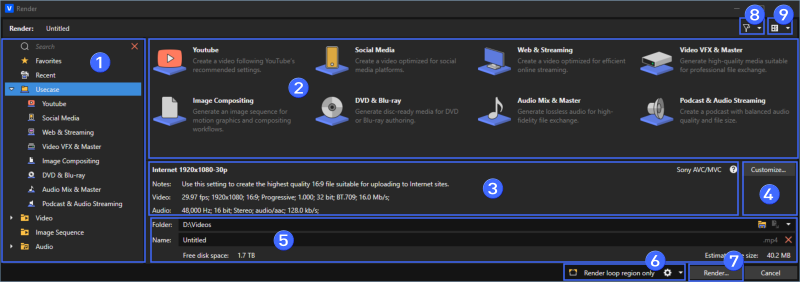 Render dialog