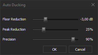 Boîte de dialogue Pistes de contrôle de ducking automatique